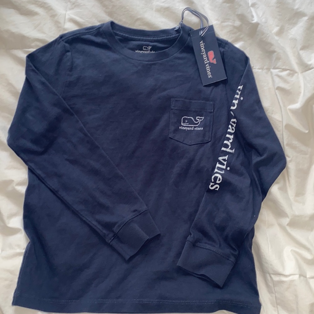 Not 4 Sale Vineyard vines long sleeved Pocket Vintage Whale Blue t-shirt Size 7 - Picture 1 of 7